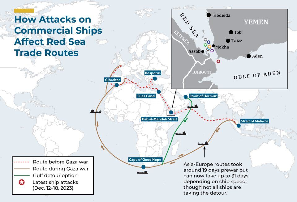 Map of Red Seat Trade Route Attacks